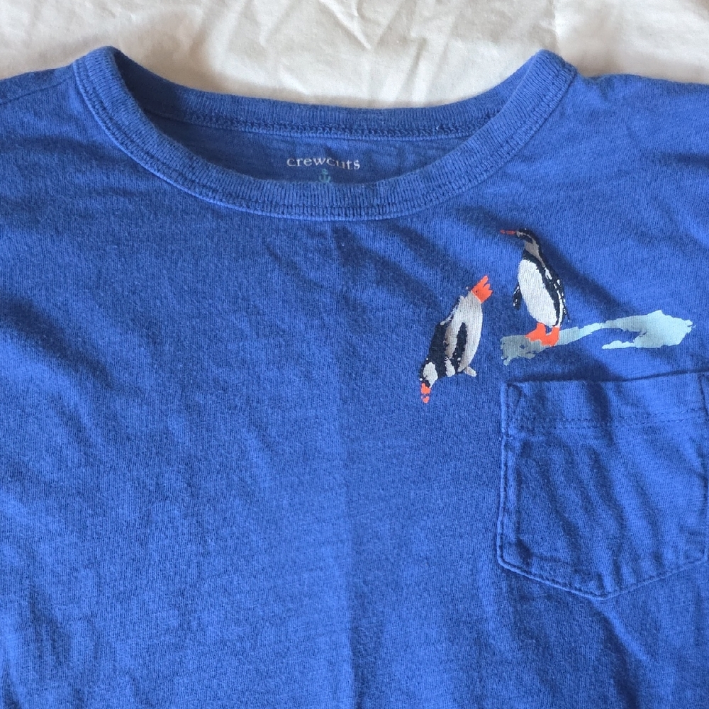 Crewcuts Vibrant Blue Tee with Penguin Graphic